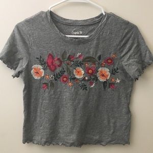 Grey graphic crop top